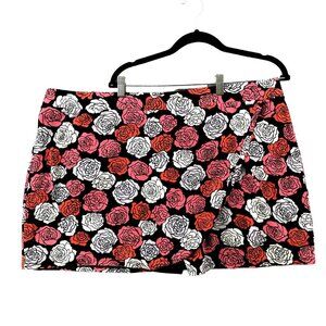Jones New York Mini Skort Womens XXL Pink Floral Cotton Athletic Faux Wrap